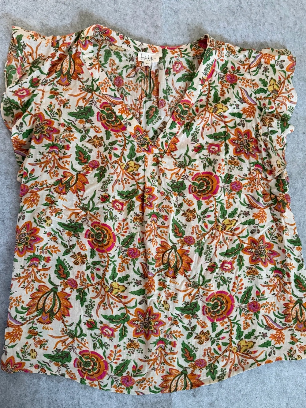 Nicole miller Lightweight Floral V-Neck Top - Multicolor